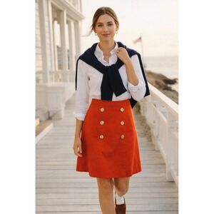 J. Crew Red Linen Cotton Blend Sailor Mini Skirt 4 tomato Girl nautical preppy